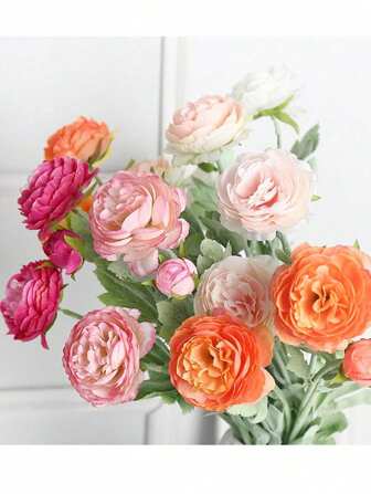 1/4 件人造奥斯汀玫瑰花束仿真牡丹长茎人造花适用于家庭花瓶办公室婚礼订婚插花周年纪念母亲节生日礼物
