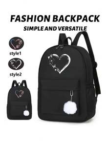 1pc Back To School Season Backpack, Cute Fresh Sweet Love Pattern Large Capacity Backpack, Fashionable And Versatile Love Butterfly Printed Casual Backpack, Casual Fashion Very Suitable For Traveling Outings School Bags. Large Capacity, Suitable For Work, Commuting, Work, Business Trips, Shopping, School, Vacation, Outdoor Leisure Sports, Travel, Shopping And Other Daily Use, Birthday Gifts For Friends. With Pendants.