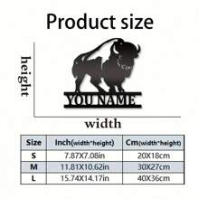 1PC Personalized Buffalo Metal Sign, Rustic Farmhouse Wall Art, Durable Metal Bison Decor For Ranch Barn Cabin Hunting Lodge, Western Home Decor, Farm House Decor,School Supplies,Back To School