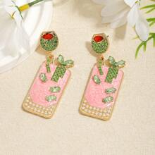 1 Paar Boho Kristall Martini Olive Tropfen Ohrringe, leichte Mode Mehrfarbige Olive Sellerie Cocktail Email Anhänger Ohrringe, geeignet als Geschenk für Frauen für den täglichen Gebrauch, Lässig Party, Urlaub