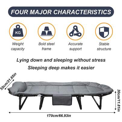 Cama de campamento plegable de aluminio portátil - Cama compacta para adultos al aire libre, diseño de tela gris, ideal para senderismo, playa, picnic y relajación - El regalo perfecto para el Día del Padre, Día de la Madre o aventuras de viaje, tela duradera para sillas de sol, colchón de cama de campamento