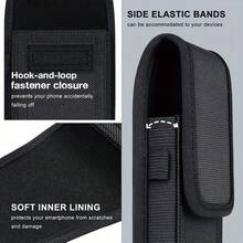 Durable Nylon Cell Phone Pouch With Adjustable Belt Loop - Lightweight Holster Case, Easy-Clean, Perfect For Daily Commute, Phone Pouch - Black - View 9
