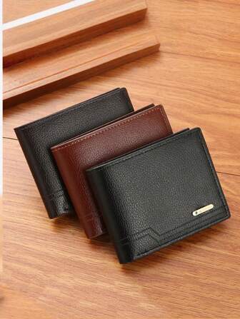 1 PU leren portemonnee voor heren, grote capaciteit en meerdere kaartvakken, kan grote biljetten opbergen, eenvoudig muntvak, creditcard, bankpas, ID-kaartfotovak, zakelijke casual stijl, een ideaal cadeau voor een verjaardag of partner van een man, geschikt voor tieners, zomer, casual, buitensporten of vakanties, reizen of afstudeercadeaus of verjaardagskledingaccessoires