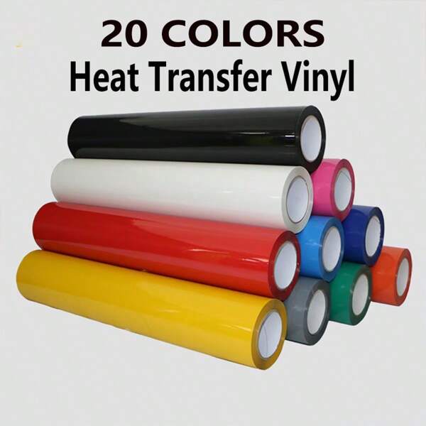 A Roll Of Heat Transfer Vinyl, 12"X19.6" HTV Heat Transfer Vinyl Paper For T-Shirts, Handbag, Hat, Coaster, Easy To Cut And Transfer For DIY Design, Iron On HTV, Permanent Vinyl