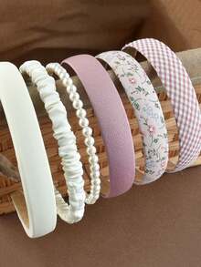 1/2/4/6件装复古山茶花发箍，法式海绵高冠发箍，多功能，适合外出和洗脸（随机标签），女士发箍发饰头饰 - 彩色 - 查看 9