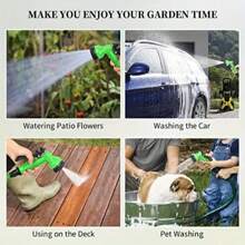 25/50/75ft Expandable Garden Hose Set With 7 Function Spray Nozzle - Durable, Water Hose With Nozzle For Yard Watering, Outdoor Use & Car Washing High Pressure Water Gun - No Power Required