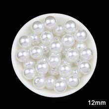 3-14mm ABS Faux Pearl Beads With Hole, Loose Round Craft Beads For Jewelry Making, DIY Handmade Needlework Faux Pearl Necklace Bracelet 8 Size White Beige