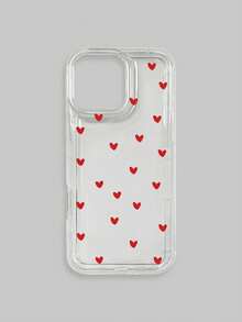1pc Red Heart Pattern Transparent Shockproof Phone Case, Compatible With IPhone & Galaxy Cases, Phone Cases, Galaxy Protective Cover Compatible With IPhone 17/17 Pro/17 Pro Max/16/16 Pro Max, Suitable For Personal Use Or As A Gift - Multicolor - View 13