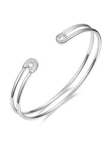 1 Stück elegantes Papierklammer Design 925 Sterlingsilber Armband mit künstlichen Zirkonia Akzenten - ideal für den täglichen Gebrauch, Partys und Bankette für Frauen | Perfektes Muttertags-, Thanksgiving- und Geburtstagsgeschenk für Familie, Freunde und Schwestern