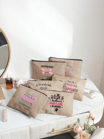 VOESETO 1 Pc Do You Want To Be My Godmother Print Pattern Makeup Bag, Travel Toilet Storage Bag, Party Gift Zipper Organizer, Cosmetic Pouch For Makeup Lightweight Case, Toiletry Bag, Travel Gift For Man Woman Gifts For Marrainetravel Essentials Vacation Summer Holiday Back To School School Stuff Bag For School Travel Bag For Women Makeup Bag For Travel