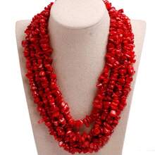 Handmade Assorted Chips Beaded Jewelry Multi Strands Cluster Statement Necklace For Women Gifts Rows Natural Green Chrysoprase Freeform Nugget Chip Stone Beads Necklace Multi Strands Necklace Jewelry For Lady - Gravel - View 7