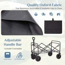 Heavy Duty Collapsible Wagon Cart - Large Capacity Foldable Beach Cart For Camping,Sports,Shopping & More , Portable & Easy To Store