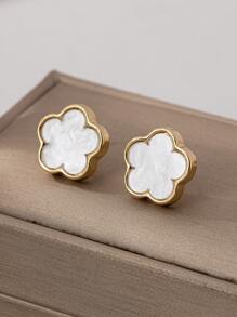 1 Pair Minimalist Cute Clover Design Women Stud Earrings, Gift For Dating