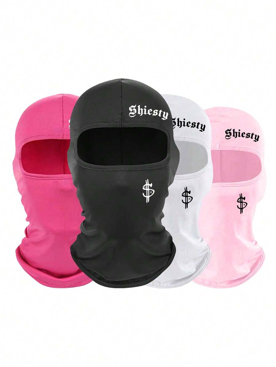 2 pièces/1 pièce Cagoule de ski avec imprimé lettre et dollar pour hommes et femmes, masque facial anti-UV et coupe-vent pour planche à neige et moto