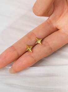 Mazuer 1 par de pendientes de acero inoxidable con diseño vintage estilo perla estrella chapados en oro de 18K, joyería para mujer, regalo para el Día de la Madre, joyería occidental Y2K para playa, fiesta, viajes diarios y vacaciones