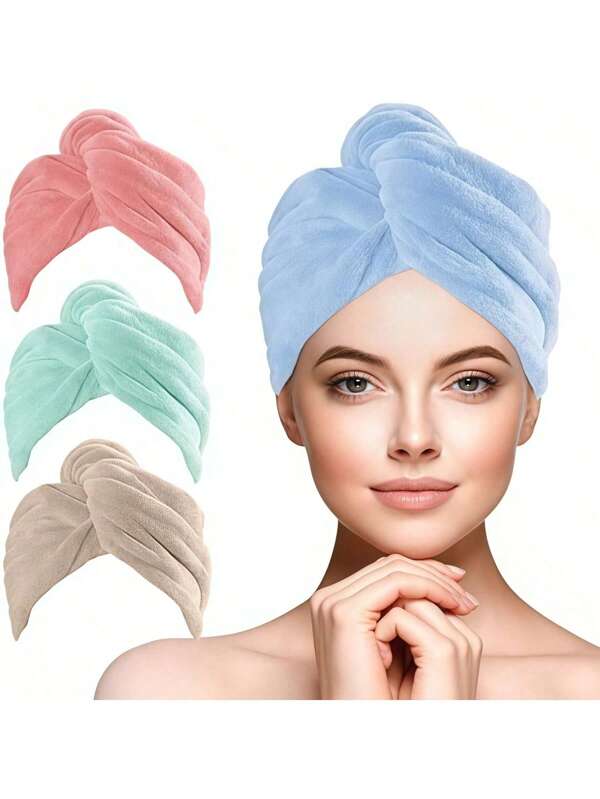 1/4pcs Quick Dry Ladies Wrap Towel - Highly Absorbent Microfiber Hair Towel, Suitable For Drying And Wrapping Hair - Bathroom Accessory, Random Fall Decor Home Bathroom Decor Back To SchoolHair Bonnet Shower Towels For Beaty Salon, Hotel Sports,Home Essentials, Towel, Skin Care