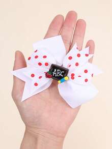 6 件装开学季彩色布艺蝴蝶结发夹、黑板装饰发饰、时尚发饰，适合儿童、幼儿、学生派对礼物 - 彩色 - 查看 4