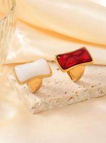 1 pièce Bague carrée en acier inoxydable pour femmes, style vintage exagéré avec pierre précieuse. Convient pour un usage quotidien, les festivals, les rendez-vous, les fiançailles et les mariages. Cadeau de bijoux pour les amoureux, les amis et la famille