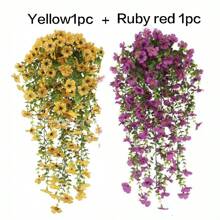 2pcs UV-Resistant Daisy Hanging Flowers - Realistic Artificial Flower Decor For Indoor And Outdoor, Perfect For Porch, Window, Yard - Easy Maintenance