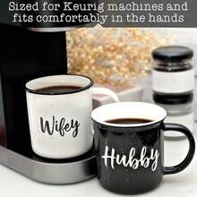 Wifey Hubby Mugs Set Of 2 Coffee Mug 11 Ounce, Husband Wife Gift, His Hers Coffee Cup - Dark Grey - View 7