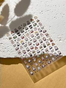 1 件小狗美甲贴纸，简单可爱的卡通装饰贴纸