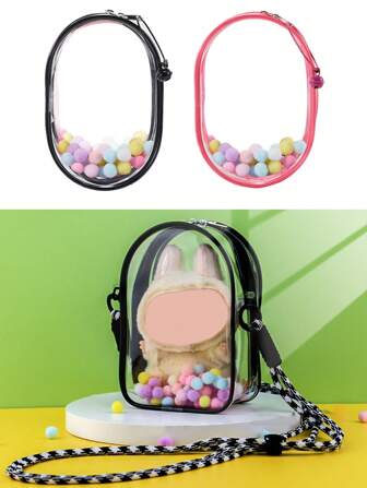 1 stuk gesp tas feest beschermhoes poppen opbergtas stofhoes PVC transparante beschermende schaal rugzak hangende hanger decoratie collectie beeldje display tas compatibel met Labubu en Crybaby