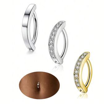 Rhinestone Navel Ring, Fashionable For Women Daily Wear