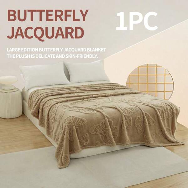 1 szt. wełniany koc pluszowy z wytłoczonym wzorem motyla | Przyjazny dla skóry i nie gubiący sierści kocyk do drzemki | Minimalistyczny wystrój domu | Do użytku przez cały rok | Idealny na sofę, do sypialni, salonu, biura, podróży i akademika | Można prać w pralce i łatwy w pielęgnacji | Idealny prezent na festiwal