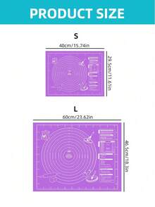 1pc/2pcs Baking Mat, Reusable Non-Slip Pad With Measurement, EVA Mat For Kneading Dough, Rolling Dough, Bread, Candy, Cookies And Baking, Cooking, Baking Tools, Kitchen Accessories, Household Kitchenware - Mauve Purple - View 3