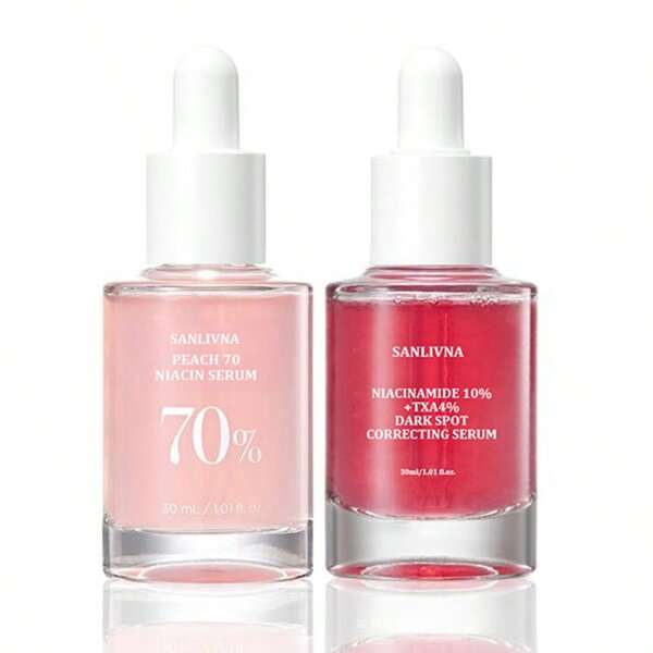 Pink Serum Duo Afor ,10% Niacinamide+ 4% Tranexamic Acid Serum,Peach 70 Niacinamide Serum/ Moisturizing Smooth Skin For Sensitive Skin/Brightening Hydrating Face Serum,Daily Clean Beauty Skin Care(1.01 Fl. Oz.)