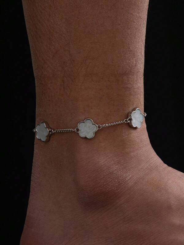 1pc Business Casual Lucky Clover Pendant Men's Anklet, Gift For Boyfriend