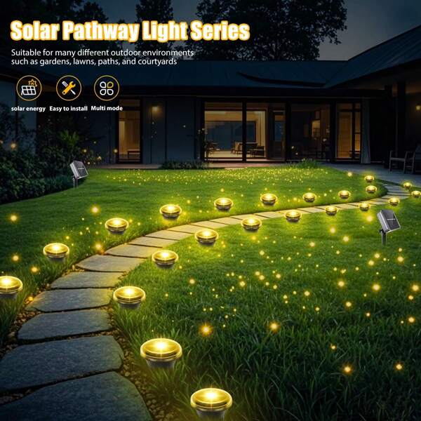 Solar-Powered Outdoor Pathway String Lights, 15/30 LED Bulbs, Solar-Powered, Light Sensor Control, 8 Flashing Modes (IP65), Suitable For Path, Lawn And Garden Decoration.