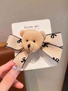 1/3 Presilha de Cabelo de Ursinho Fofo e Doce com Laço, Adequada para Meninas Pequenas Usarem Diariamente como Acessório de Cabelo, Presente para a Temporada de Volta às Aulas
