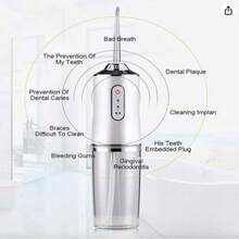 Electric Water Flosser With 4 Nozzles | Portable Teeth Cleaner For Home, Oral Care - 白色 - 查看 3