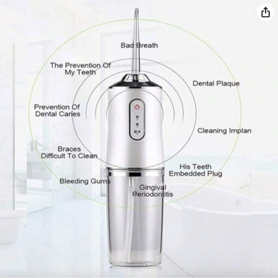 Electric Water Flosser With 4 Nozzles | Portable Teeth Cleaner For Home, Oral Care - 白色 - 查看 1