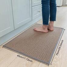 Washable Non-Slip Kitchen Rug, 2 Counts Faux Sisal Running Rug, Lounge Absorbent Rug, Kitchen Area Rug, Faux Woven Kitchen Mat For Home Dormitory Bathroom Hotel, Room Decor, Runner Carpets, Rugs Room Men, Washable Reusable Rug, Machine Washable Rug - Khaki - View 7