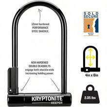 Kryptonite Keeper Bloqueo en U estándar para Bicicleta antirrobo de Alta Resistencia se Vende Plata Segura grillete de 12 mm con Soporte de Montaje y Llaves para Bicicleta Motocicleta Scooter - Cableestándarw - Ver 2