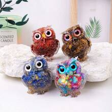 1pc High Quality Natural Healing Crystal Chips Gravel Multiple Material Resin Owl For Decoration - Epoxy Owl - View 2