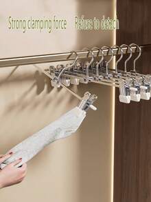 5/10/20pcs Metal Anti Slip Pants Clip, Non Marking Anti Slip, Household Silicone Thick Skirt Clip, Drying Pants Clip, Hanging Clothes Rack, Drying Clothes Rack, Household Thick Anti Slip Clothes Rack Skirt Clip, Drying Pants Clip, Hat Clip, Multifunctional Hook - Silver - View 3