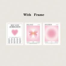 3 pièces - Affiche de gradient d'aura abstrait, art mural spirituel d'affirmation quotidienne rose, peinture sur canevas de papillon, décoration de salle esthétique, cadre en option