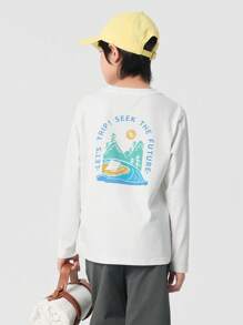 Balabala Camiseta de Manga Longa Infantil 2025 Suave Gola Careca