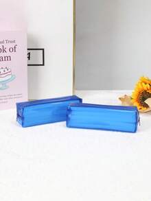 5/2/1 Pc Student Storage Pencil Case, Large Capacity PVC Transparent Zipper Stationery Bag Storage Bag, Available In Multiple Colors,Pencil Pouch,School Bag School Supplies,Back To School - Multicolor - View 5