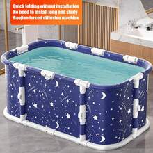 Foldable Extra Long Deep Soaking Bathtub: For Tall Adults – Spa Quality Relaxation Anywhere At Home - Starry Blue - View 3