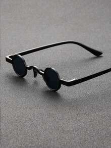 1 件男士彩色圆形镜片时尚眼镜，朋克复古潮人风格服饰配饰，返校时尚学院风