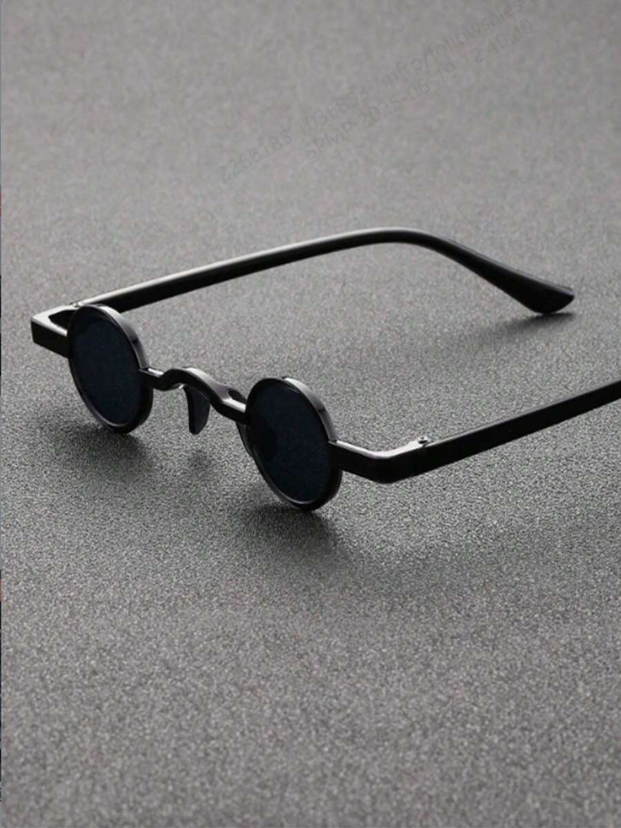 1 件男士彩色圆形镜片时尚眼镜，朋克复古潮人风格服饰配饰，返校时尚学院风