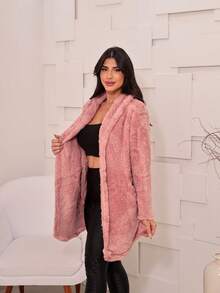 Women's Thick Teddy Coat Simple Casual Cute Pocket - Hồng - Xem 4