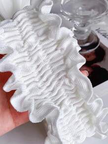 Double-Layer Bow Solid Color Lace Headband For Washing Face & Makeup Winter Hair Accessories Elegant Hair Band Women Bandanas Elegant Scarf