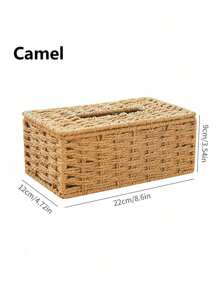 1pc Hand-Woven Tissue Storage Box, Multiple Colors Available, Rectangular Tissue Storage Box With Lid, Bohemian Style Decorative Hand-Woven Box, Tissue Storage Container For Bathroom, Bedroom, Bookshelf, Living Room, Home, Restaurant, Hotel, Modern And Simple Design.