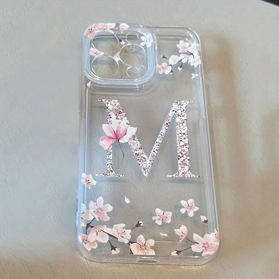 Funda de teléfono a la moda Funda de teléfono: Carcasa Espacial Transparente Flor Letra MTPU a prueba de golpes Cobertura completa Funda de precisión para Apple  6/7/8/X/Xs/Xr/Xs Max/11/12/13/14/15/16 Pro Max Diseño para chicas mujeres TPU suave a prueba de golpes más protectora y femenina - 1 pieza - Ver 1