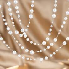 1m Fashion 3-8mm ABS Faux Pearl & Copper Chain, Suitable For DIY Jewelry Making, Necklaces, Bracelets, Apparel Accessories